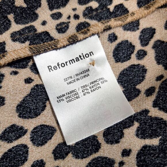 NEW Reformation Port Leopard Print Midi Dress Blitz Brown Animal French Girl - Picture 11 of 12